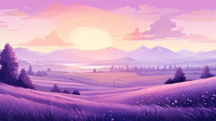 Fototapeta premium Generative AI A tranquil, misty morning in a lavender field.