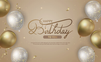 Birthday balloons vector background design. Happy birthday to you, decorative elements with balloons and confetti for birthday celebration greeting card design.