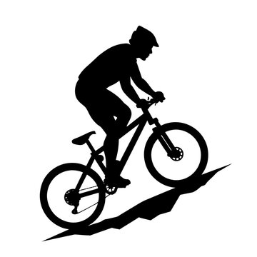 black silhouette mountain biker riding uphill clip art preview