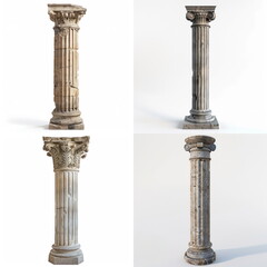 Fototapeta premium roman pillar on white background