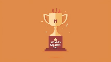 Fototapeta premium A trophy with the words worlds greatest dad engraved on it, showcasing recognition for a fathers exceptional qualities and contributions.