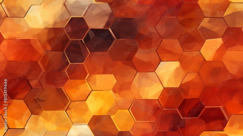 Leinwandbilder generative ai abstract art inspired by honeycomb patterns, using warm and rich color tones