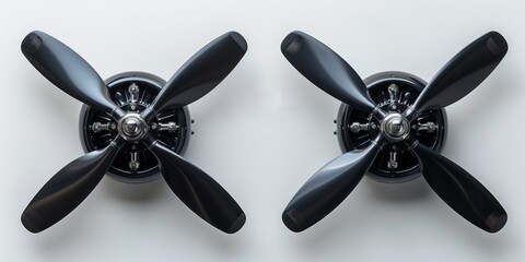 Four blade propeller with multiple speed versions, pen tool cutout, white background, fan propeller, airplane propeller. rotating propeller,Dynamic Rotation: Four-Blade Propeller in High Definition 