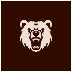 angry bear head face silhouette vector