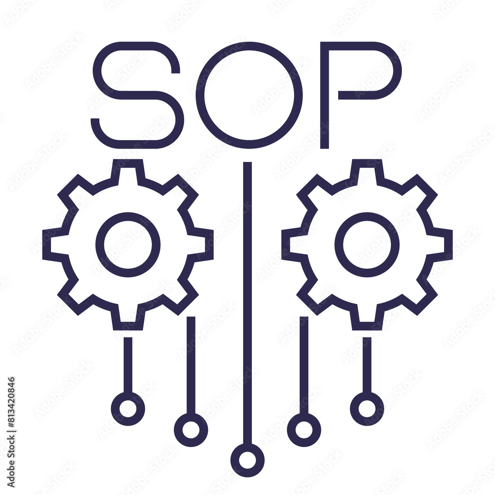 Aufkleber sop, standard operating procedure icon in line style