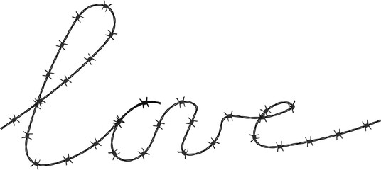 Twisted barbed wire silhouettes Steel black wire barb fence frames. Concept of protection, danger or security