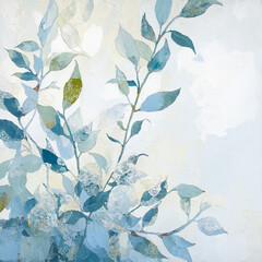 Abstract Oil Painting Decorative Leaf Artwork