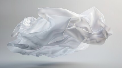Floating Elegant White Fabric Cut Out in 8K Resolution


