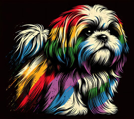 Shih Tzu Dog Equality in pride month vector illustration Concept for respecting and supporting the diversity of Gay Lesbian transgenders Celebrate Pride Month with Rainbow LGBTQ+ flag