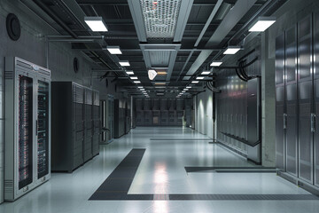 Fototapeta premium A 3D render of a computer data center 