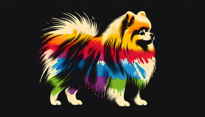 Fototapeta premium Pomeranian Dog Concept for respecting and supporting the diversity of Gay Lesbian transgenders Equality in pride month vector illustration Celebrate Pride Month with Rainbow LGBTQ+ flag