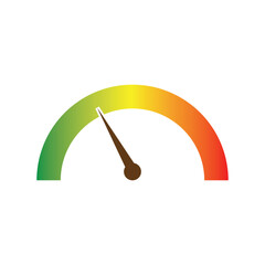 Speedometer icons. Energy meter, battery power level indicator for ev dashboard panel vector.  Coloured scale speed meters.  Vector illustration. 