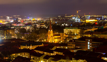 Illuminated Night View of Haga District, Gothenburg
