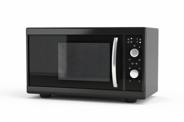 Black Microwave Oven on White Background