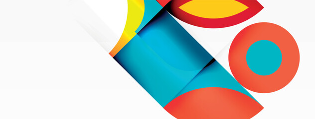 Obraz premium A vibrant logo featuring a yellow circle surrounded by electric blue triangles on a white background, creating a colorful and dynamic pattern