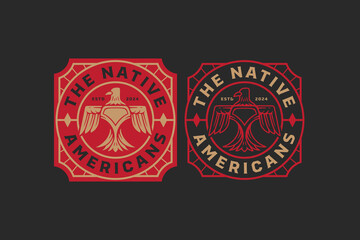 native american eagle logo design for adventure and outdoor company business