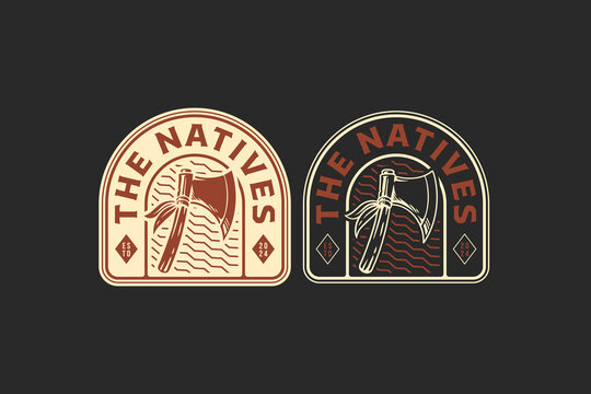native ax american indian logo design for adventure and outdoor company business