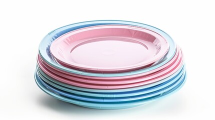 isolated set of plastic plates against a white backdrop