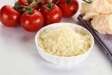 Shredded Italian hard parmesan cheese