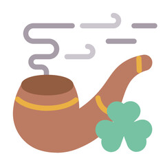 Smoking Pipe Icon With Flat Color Style 
