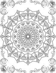 Printable Mandala Coloring Page for Adults. Educational Resources for School for Kids. Adults Coloring Book. Mandala Coloring Activity Worksheet.
