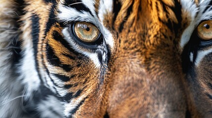 A close up of a tiger's face.