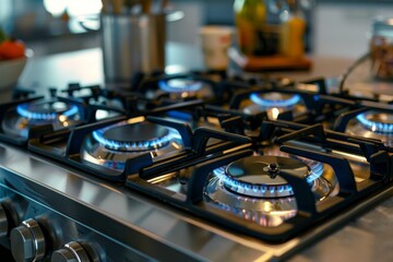 Close Up of a Gas Stove in a Kitchen