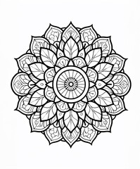 Black and white mandala to colour. AI generative.