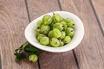 Sweet ripe gooseberries in the bowl