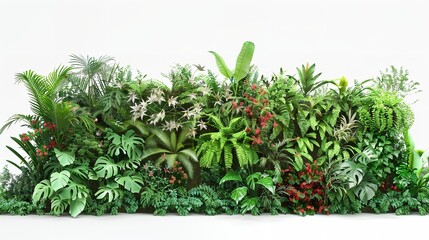 Green Garden Wall Made from Tropical Plants Cut Out

