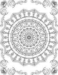 Printable Mandala Coloring Page for Adults. Educational Resources for School for Kids. Adults Coloring Book. Mandala Coloring Activity Worksheet.