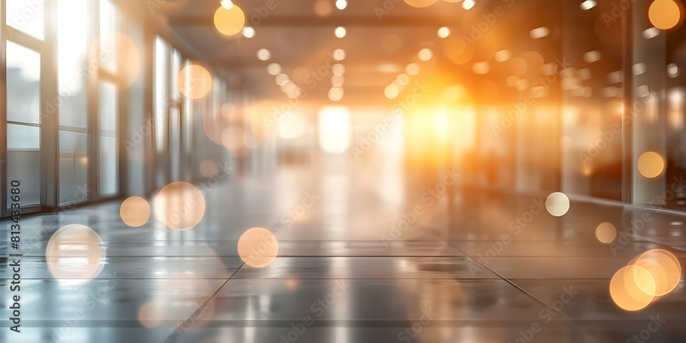 Poster blurred office space background with a defocused effect for professional environments. concept offic