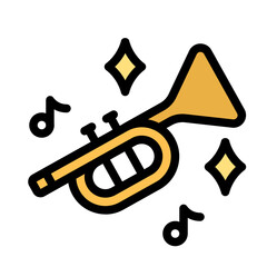 Trumpet Icon With Line Flat Color Style 