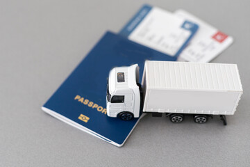 3D rendering of a truck with trailer isolated in white background