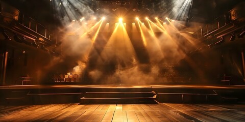 View of empty theater stage props backstage. Concept Theater props, Backstage, Stage view, Empty theater, Behind the scenes