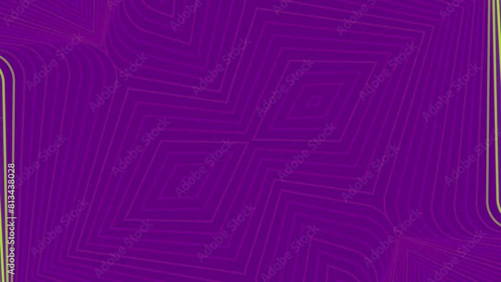 Aufkleber Loop animation with light green waves on purple pattern. 3d rendering 4K