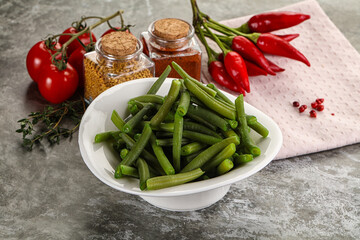 Vegan cuisine - boiled green bean