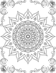 Printable Mandala Coloring Page for Adults. Educational Resources for School for Kids. Adults Coloring Book. Mandala Coloring Activity Worksheet.
