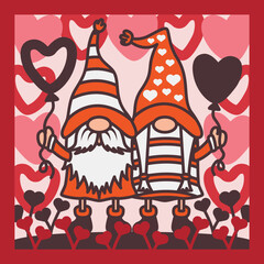 Obraz premium Valentine Gnome Shadow Box Background