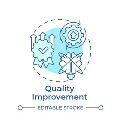 Quality improvement soft blue concept icon. Performance metrics, standardization. Round shape line illustration. Abstract idea. Graphic design. Easy to use in infographic, presentation