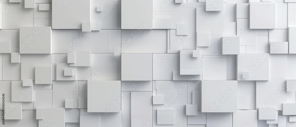 Poster a background of white square pattern paired with a white silver geometric design conveys a refined a