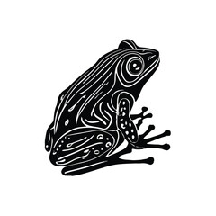 Frog Animal black silhouette vector with white color background