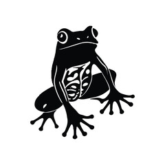 Frog Animal black silhouette vector with white color background