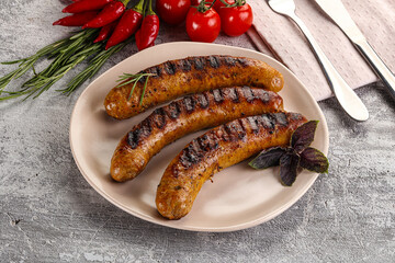 Grilled meat sausages with spices