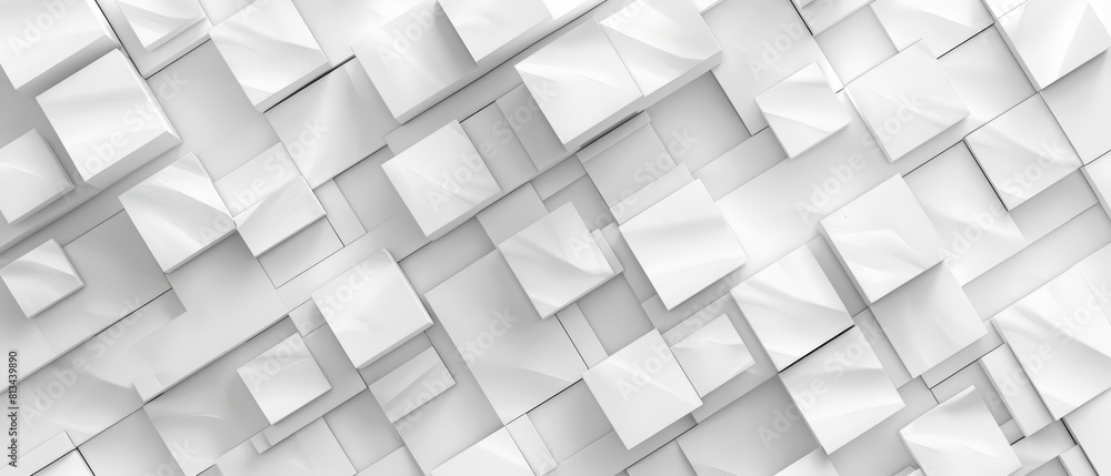 Poster a background of white square pattern paired with a white silver geometric design conveys a refined a