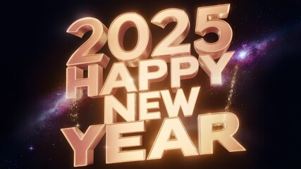 Happy new year 2025 colorful cinematic 3d render text design. Happy new year poster design. 2025 text design with cool cinematic style .