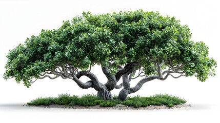 Lush Verdant Tree with Flourishing Green Leaves on a Bright Isolated Background