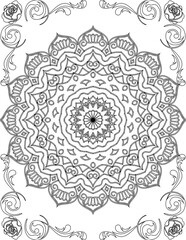 Printable Mandala Coloring Page for Adults. Educational Resources for School for Kids. Adults Coloring Book. Mandala Coloring Activity Worksheet.