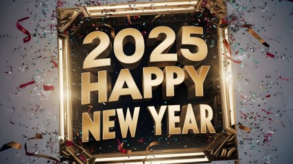 Happy new year 2025 colorful cinematic 3d render text design. Happy new year poster design. 2025 text design with cool cinematic style .