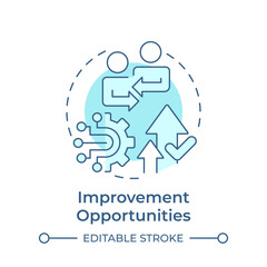 Improvement opportunities soft blue concept icon. Quality management. Processes organization. Round shape line illustration. Abstract idea. Graphic design. Easy to use in infographic, presentation